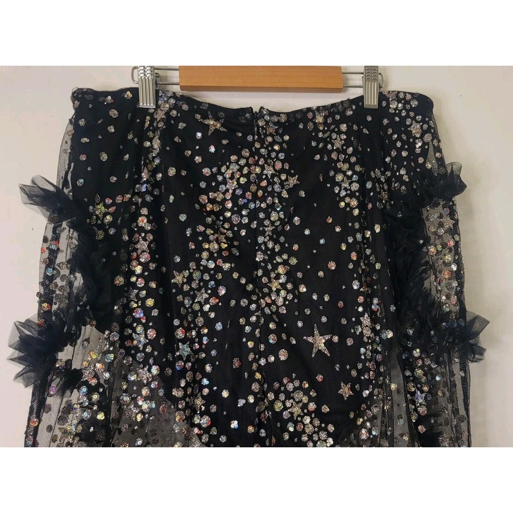 Black Mesh Sparkle Nights Sequin Pants Size 1X Plus Size Club Concert Disco Rave - Picture 5 of 9